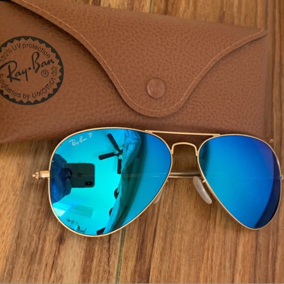 ray ban aviator blue mirror polarized